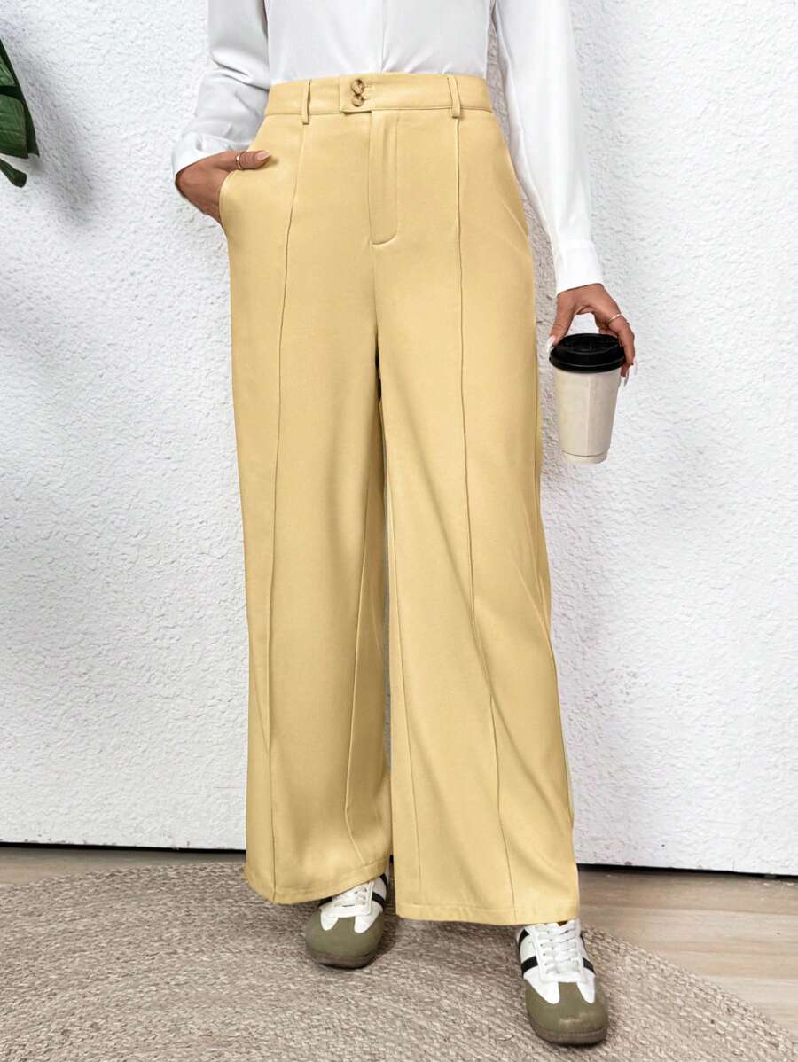 SHEIN Clasi 女士休闲卡其色工作西装裤 - 藍色 - 查看 1