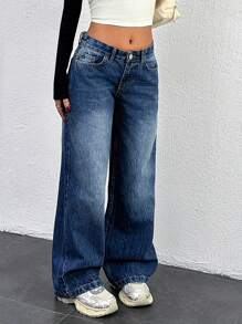 EURMUSE Women's Casual Front Button Pocket Simple Design Jeans For Everyday Wear - Medium Wash - View 6