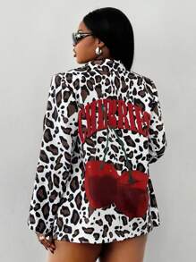 Maweii Plus Size Leopard Print Casual Suit, Stylish For Everyday Wear - Multicolor - View 5