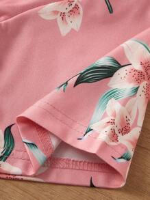 Girls Polka Dot Cat Print English Letter Pattern Ruffle Trim Casual Elegant Long Nightgown Home Dress, Comfortable & Fashion - Multicolor - View 8