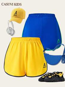 SHEIN Explorewe 2 Sets Retro Color Teen/Teen Girl Sports Running Shorts - Multicolor - View 7