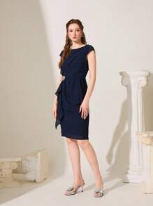 CUCCOO CHICEST Women's Spring/Summer Crystal Embellished Chain Bow-Knot Square Toe Clear Heel Square Heel Slim Heel Mid Heel Elegant Graceful Luxurious Glamorous Sexy Sparkling Silver PU Leather High Heel Sandals, Suitable For Party, Banquet, Valentine's Day Spring Break Easter Prom Heels - Silver - View 3