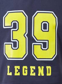 SHEIN Explorewe 2pcs Girls' Casual Stylish School/Commute Minimalist Comfortable Outdoor Drop Shoulder T-Shirt & Shorts Set, Summer New Fashion Color Block Numeric Print - Multicolor - View 6