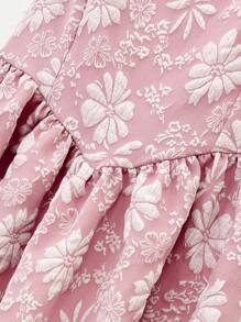 优雅少女花卉压花溜冰裙 - 粉色 - 查看 3