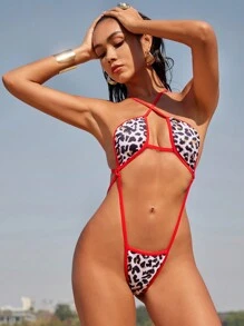Swim SXY Bộ đồ bơi một mảnh hở lưng họa tiết da báo gợi cảm dành cho nữ, dành cho kỳ nghỉ hè ở bãi biển - Nhiều màu - Xem 4