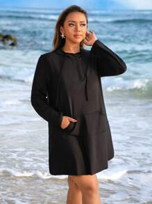 大码女式基本款长袖布基尼，适合夏季海滩度假