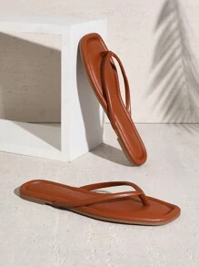 SHUZIA 女士舒适平底凉鞋 丁字裤 棕褐色平底凉鞋 - 紫紅色 - 查看 3