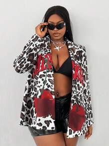 Maweii Plus Size Leopard Print Casual Suit, Stylish For Everyday Wear - Multicolor - View 6