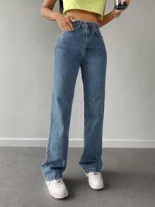 Sólido Jeans Reta
