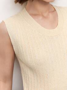BizChic Apricot Color Round Neck Sleeveless Women's Clothing Ribbed Tank Top, Spring/Summer