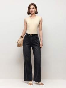 BizChic Apricot Color Round Neck Sleeveless Women's Clothing Ribbed Tank Top, Spring/Summer