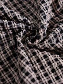 Aveloria Modichic Blusa de mujer de manga larga y botones al frente con diseño bordado, escote en forma de arco y mangas abullonadas en tela a cuadros al estilo francés casual