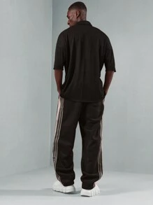 SUMWON 优质低裆慢跑运动裤，带侧条纹细节，运动休闲服，街头运动裤，都市运动风格，适合秋冬运动休闲日常穿着