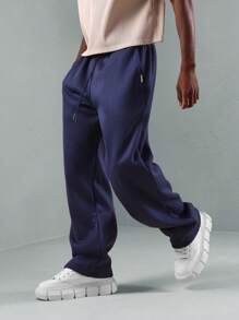 SUMWON Premium Athletic Jogger Sweatpants Comfortable Elastic Ankle Training Pants Casual Workout Lounge Wear Winter Fleece Lined Sports Running Pants Athleisure Bottoms - Navy Blue - View 1