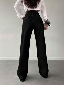 Cottnline Solid Straight Leg Jeans