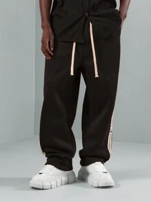 SUMWON 优质低裆慢跑运动裤，带侧条纹细节，运动休闲服，街头运动裤，都市运动风格，适合秋冬运动休闲日常穿着