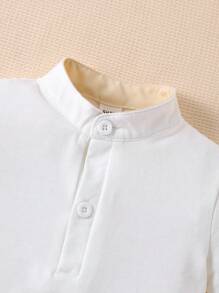 SHEIN 2 pièces/Set Polo Shirt Pull-over Manches Courtes Tissé Casual Extérieur T-Shirt + Short de Sport Ample Couleur Unie Convenant aux Garçons au Printemps et à l'Automne - Multicolore - Voir 7