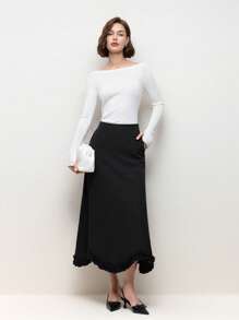 BizChic 白色 V 领露背长袖优雅女士针织开衫，非常适合春夏约会 - 卡其色 - 查看 4