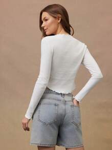 WESTFADE Spring Summer Embroidered Cherry Graphic Crewneck Long Sleeve Tee Cowgirl - White - View 3