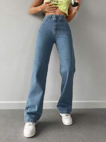 Sólido Jeans Reta