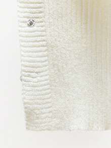 BizChic White Long Sleeve V-Neck Beaded Floral Decor Cardigan For Women, Suitable For Dates, Spring/Summer