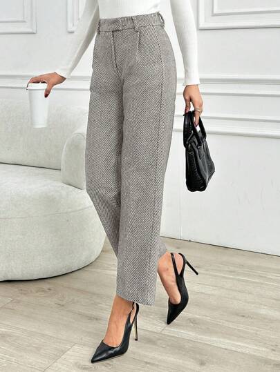 EURMUSE Kvinnor Enfärgade Morotsbyxor med hög midja