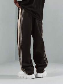 SUMWON 优质低裆慢跑运动裤，带侧条纹细节，运动休闲服，街头运动裤，都市运动风格，适合秋冬运动休闲日常穿着