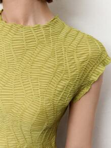 BizChic Women's Basic Round Neck Textured Fabric T-Shirt, Essential Top For Outings, Office, Business Casual, Autumn