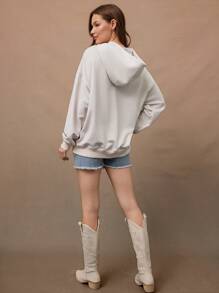 WESTFADE Summer Bow Patterned Graphic Relaxed Long Sleeve Printed Sweatshirt Hoodie For Cowgirl - Baby Pink - View 5