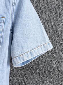 Tween Boys New Casual Fashion Simple Versatile Light Blue Washed Denim Set - Light Wash - View 5