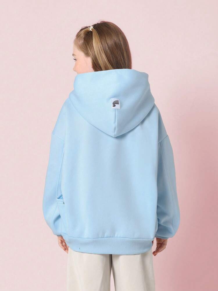 Oversized Casual Logo Pullover Hoodie Sweatshirt For Tween Girls