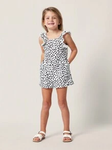 SUMWON Designer Summer Playsuit Ruffled Shoulder Straps Jersey Fabric Breathable Playsuit For Kids Beach Holiday Casual Festival Outdoor Daily Wear Summer Spring Wear - White - View 1