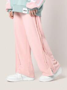 SUMWON Athletic Side Split Jogger Pants Tracksuit Bottom Performance Sport Training Workout Athleisure Youth Training Active Wear Fall Winter Casual - Baby Pink - View 1