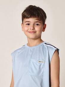 SUMWON Athletic Summer Tank Top Sport Basketball Co-Ord Set Sleeveless Shorts Matching Set Training Basketball Jogging Running Track Workout Summer Casual Kids Boy Teens - Baby Blue - View 5