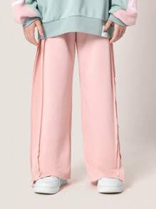 SUMWON Athletic Side Split Jogger Pants Tracksuit Bottom Performance Sport Training Workout Athleisure Youth Training Active Wear Fall Winter Casual - Baby Pink - View 3