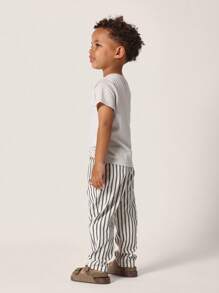 SUMWON 套穿条纹裤 松紧腰带 舒适儿童慢跑裤 休闲裤 春夏玩耍服 抽绳腰带 青少年男孩日常度假 - 杏色 - 查看 4