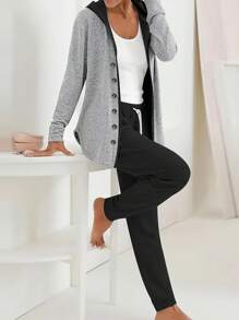 INAWLY Damen-Hausjacke und Hose Set, Standard-Größe, Lässig - Verschiedenfarbig - Übersicht 1
