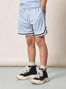 SUMWON Athletic Summer Tank Top Sport Basketball Co-Ord Set Sleeveless Shorts Matching Set Training Basketball Jogging Running Track Workout Summer Casual Kids Boy Teens - Baby Blue - View 4