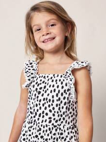 SUMWON Designer Summer Playsuit Ruffled Shoulder Straps Jersey Fabric Breathable Playsuit For Kids Beach Holiday Casual Festival Outdoor Daily Wear Summer Spring Wear - White - View 4