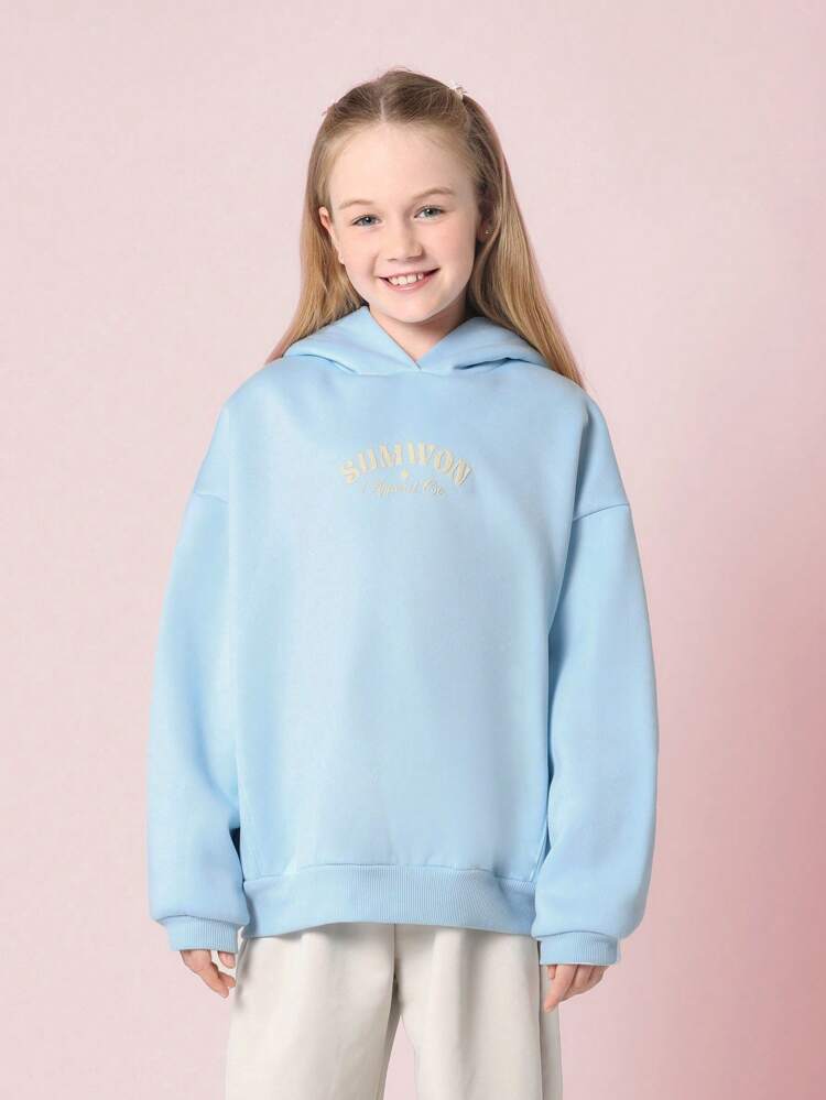 Oversized Casual Logo Pullover Hoodie Sweatshirt For Tween Girls