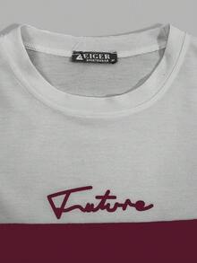 RueChic 男士字母印花圆领短袖T恤和裤子套装 - 酒紅色 - 查看 5