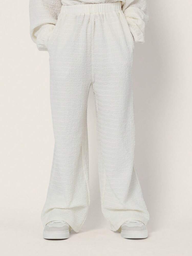 T-shirt palazzo a maniche lunghe con effetto stropicciato e testurizzato coordinata