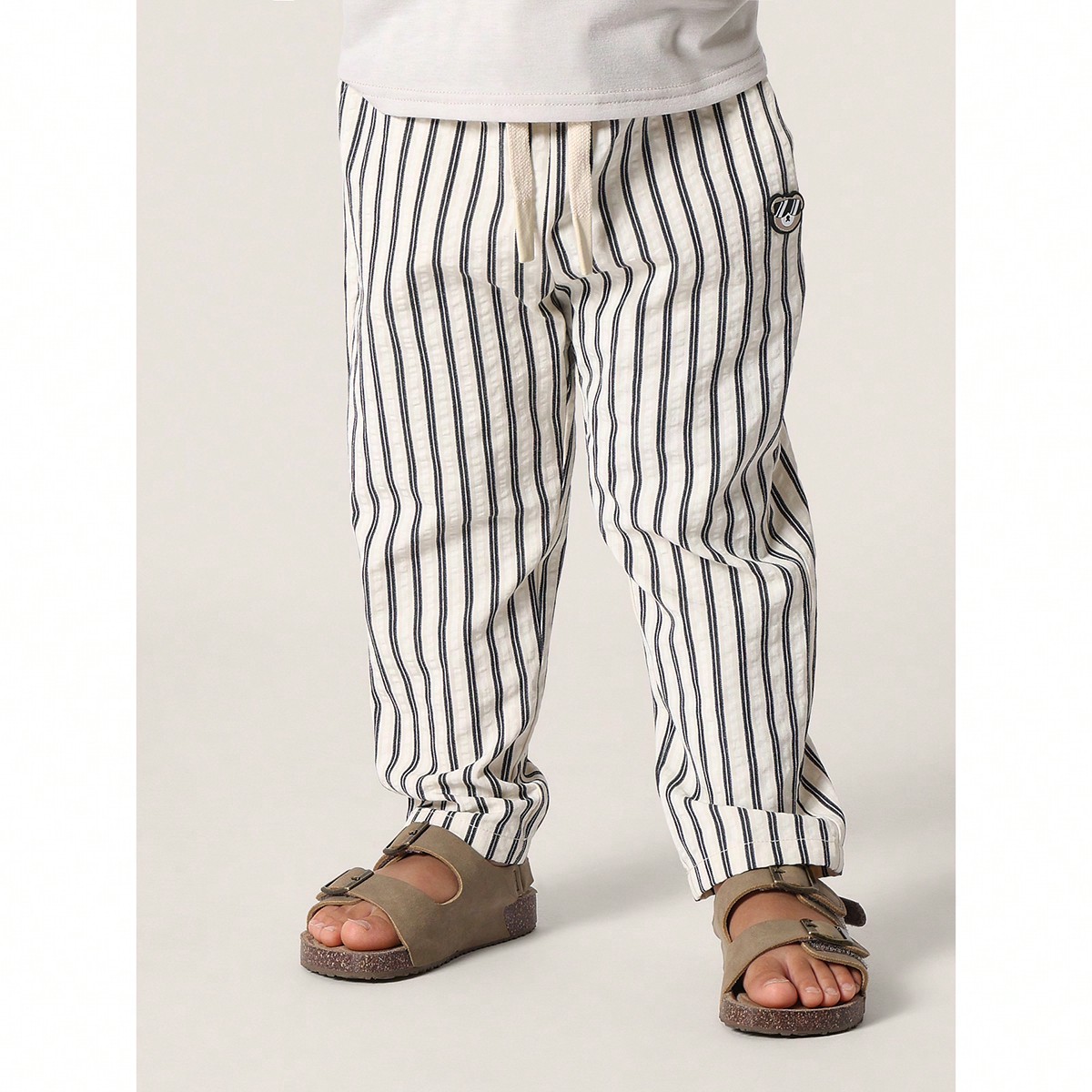 Pantalones a rayas con cintura elástica, pantalones casuales cómodos para niños, ropa de juego para primavera y verano con cordón en la cintura, p
