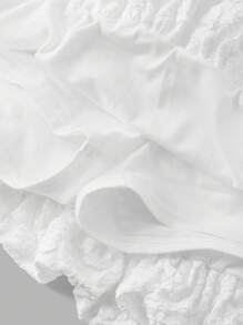 SHEIN 少女提花针织大蝴蝶结撞色白色南瓜裙 - 白色 - 查看 4