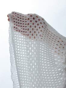 Swim Lushoire Wavy Hemline, Beach Cover-Up Skirt, Geometric Perforated Pattern, For Summer Vacation