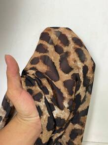 Swim Lushoire Plus Size Women 2 Pieces Set Leopard Print Cover Up Cover Up And Shorts Sexy Casual Beach Coverup Outfit For Summer Beach Vacation - Brown - View 6