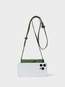 Mini Braided Textured Flap Square Bag Winter Gifts - Dark Green - View 4