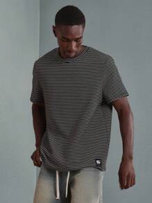 SUMWON Camiseta de rayas de corte slim esencial, de punto jersey clásico, para uso casual de verano, moda urbana, diseño moderno y minimalista para uso diario