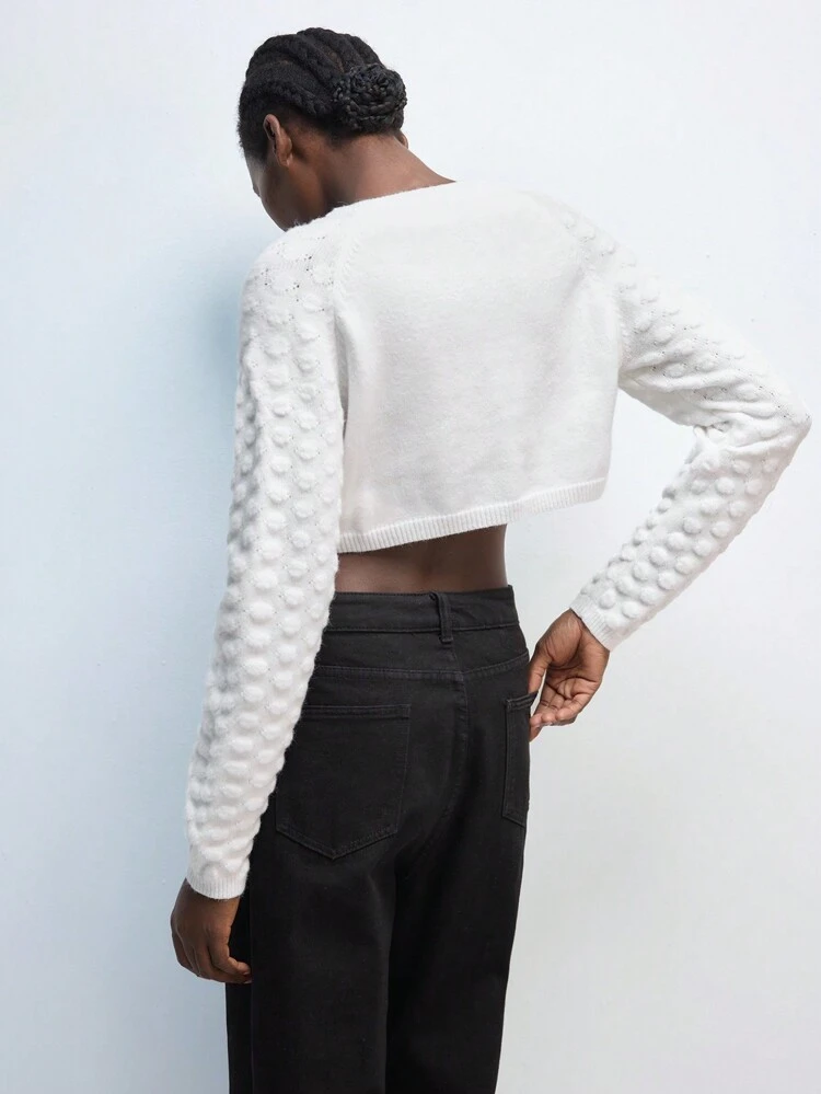 SHEIN Maija Valentine's Day Women's Spring And Summer New White Bow Sweater Holiday Elegant Modern Urban Daily Casual Top Suitable For Going Out For Festival Parties And Dates To Wear Rich Style 90s Women's Clothing Retro Bohemian Old Money Music Festival