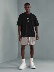 SUMWON Oversized Co-Ord Set Graphic Print T-Shirt And Shorts Celestial Moon Sun Design Athletic Streetwear Loungewear Summer Two-Piece Regular Fit Casual Urban Set - Multicolor - View 2